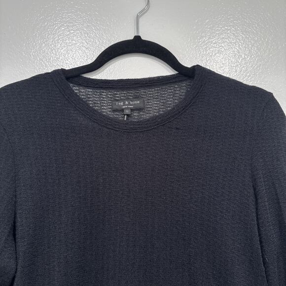 Rag & Bone Black Mesh Long Sleeve Sheer Top Size Medium Goth Dark Romantic READ - Picture 2 of 11